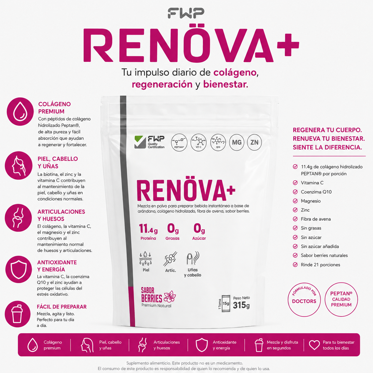 COLÁGENO RENÖVA+ FWP HIDROLIZADO DE 315G